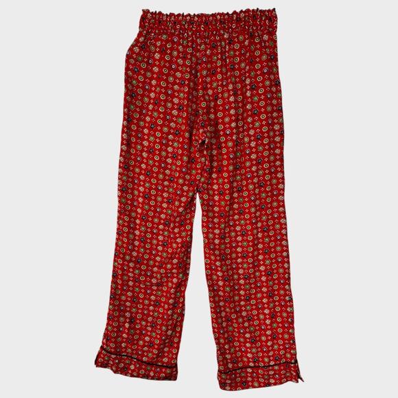 Aerie Small Red Green Mulitcolor Patterned Pants 100% Polyester with Pockets - Picture 7 of 11